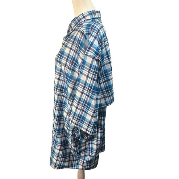Field & Stream Men's 3X Blue/White Plaid Button Down Short Sleeve Fishing Shirt - Picture 5 of 8